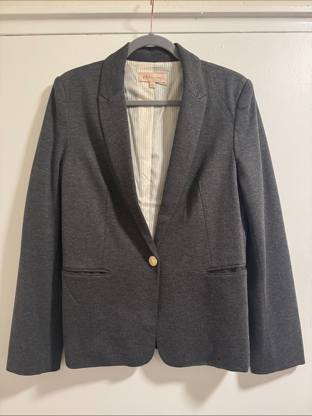 Philosophy Gray Blazer with Pink Care Label